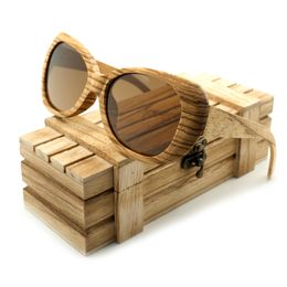 Luxary-Gafas de Sol Bobo Bird New Men's Polarized Sun Bril Bamboo Zebra Wood Brand Design Beach Sunglasses Gafas de Sol