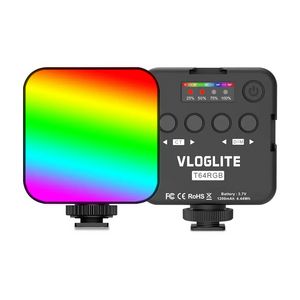 LUXCEO T64 RGB Panel Mini Camera LED Luz de 1200 mAh Lámpara de video portátil recargable Iluminación fotográfica a todo color para YouTube