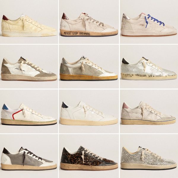 Zapatos de diseño de lujo zapatillas de oro de bola dorada Italia clásica blanca de zapatillas sucias de estrellas sucias calidad para mujeres casuales zapatos de hombre