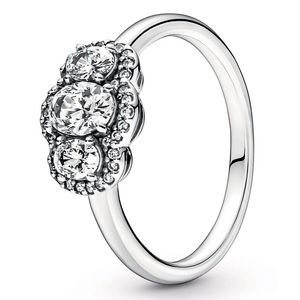 luxe dame Nieuwe mode CZ ring Echt 925 Sterling Zilver Fit Pandora stijl WOMENS Trouwringen Verlovingssieraden voor Vrouwen Meisjes met Originele Doos