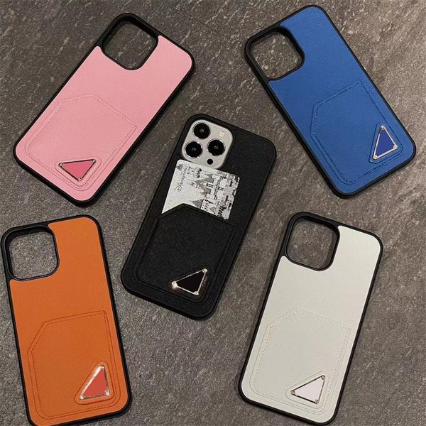 Luxur Card Pocket Phone Case Designer IPhone Cases Classic Triangle Logo para IPhone 14 Promax 13 Pro 12 11 Xsmax Plus Xr 6 7 8