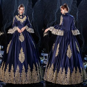 Luxurant elegant prom jurken baljurk hoge kraag 3/4 lange mouwen gouden sollicitant vlek unieke ontwerp vloer lengte op maat gemaakte plus size prinses gewaden