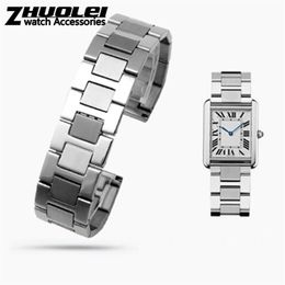 Luxe 316L Roestvrij Stalen armband Voor TANK solo polsbandje hoge kwaliteit merk horlogeband 16mm 17 5mm 20mm 23mm zilver kleur284W