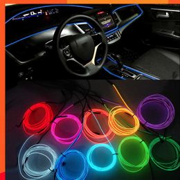 Lujosa luz LED para interior de automóvil de 5 metros con guirnalda decorativa, conducto inalámbrico de acero, luz anime flexible, utilizada junto con el piso USB Smoke Engine