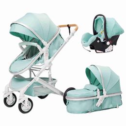 Poussette de bébé luxueuse 3 en 1, landau de voyage Portable, landaus pliants, cadre en aluminium, voiture de paysage élevée pour nouveau-né L230625 Vendez comme des petits pains chauds