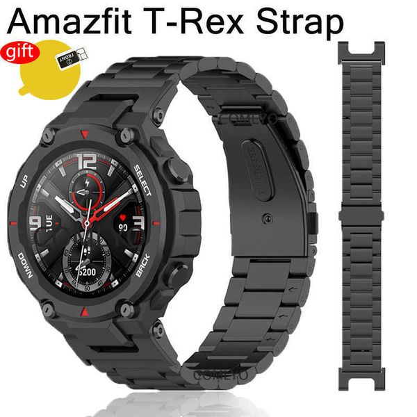 Bande luxueuse pour Amazfit t Rex Pro Bracelet de montre intelligente Bracelet en acier inoxydable en métal pour Xiaomi Huami Amazfit t Rex Film d'écran H0915