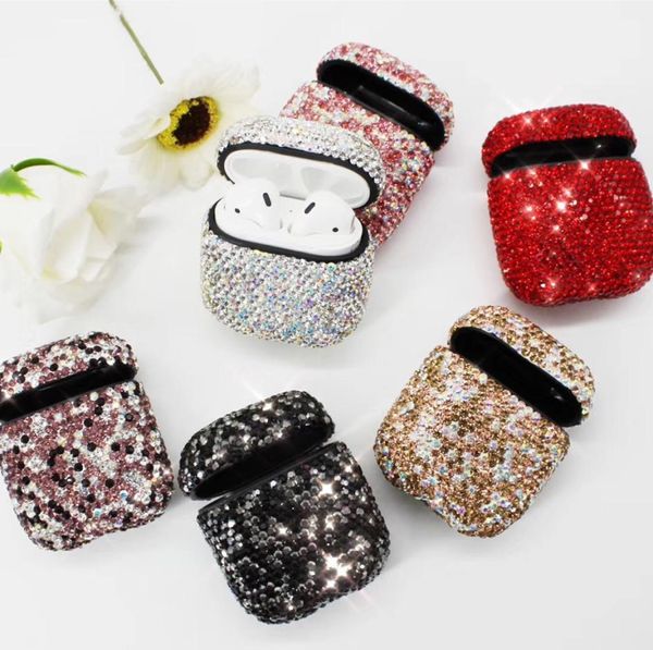 Luxurious Bling Diamonds Case décorative pour Apple AirPods Accessoires sans fil Bluetooth Ericone Protection Couvre Shell5489833