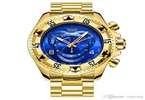 Luxe merk sportmode quartz horloge grote wijzerplaat roestvrij staal heren gouden horloges duik waterdicht horloge van hoge kwaliteit Do3924678