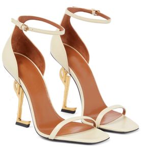 Marques de luxe Robe Cassandra Sandales pour femmes Chaussures Métal Cuir Opyum Bride à la cheville Dame Talons hauts Blanc Noir Nude Mariage EU35-43.BOX