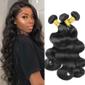 Luxueux brésilien Bumps Wave Bundles Wavy Human Hair Weave Fackles 1PCS Noir Noir de 30 pouces de long extension de cheveux