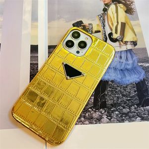 Luxe Bright lederen iPhone Cover Designer P Brand Animal Graan mobiele telefoons metalen driehoek label Waterdichte antifouling telefoonhoes