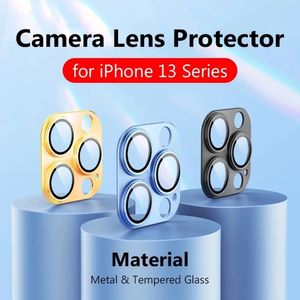 Lujosas fundas protectoras de lente de cámara para iPhone 13 Pro Max 12 11 Mini, funda completa de lujo con anillo de Metal + protección de cámara de cristal, funda de cristal