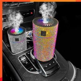 Humidificateur de diffuseur de voiture de luxe avec lumière LED cristal diamant purificateur d'air automatique diffuseur d'aromathérapie désodorisant accessoires de voiture