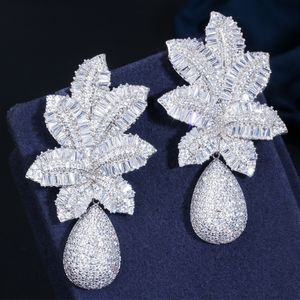 Encanto de lujo Pendiente de piña grande Diseñador para mujer Boda AAA Cubic Zirconia Diamante Plata de ley 925 Post Pendientes de oro de 18 k Joyería Regalo de aniversario