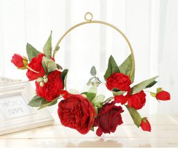 Bouquets de mariée luxueux en cercle avec fleurs faites à la main, fournitures de mariage en roses blanches, Bouquet de main de mariée 9156826