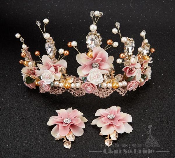 Couronne luxueuse pour femmes, diadème Floral en cristal, bijoux en perles, couronne de mariée dorée, vêtements de cheveux, accessoires de photographie de mariage, Aide2159314