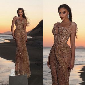 Luxe Crystal Evening Jurken lovertjes spaghetti riemen zeemeermin prom jurk nieuw ontworpen elegante formele feestjurken