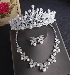 Luxurious Crystal Leaf Bling Weddal Wedding Jewelry Crown Collar Collar Juegos de pendientes Quinceanera Jewellry Eventos formales de Bridal Jew8051456