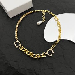 Luxe Ontworpen Mannen Cubaanse Dikke ketting Kettingen D Brief Kristal Diamanten Hangers Vrouwen Koper Dames Meisjes Bruiloft Bruid Gift Designer Sieraden --004