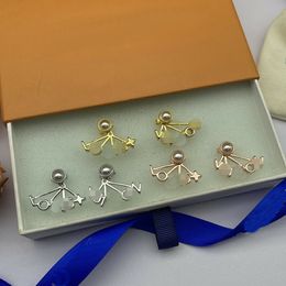 Boucles d'oreilles luxueuses en forme de perle et de lettres, Design à la mode, porte-bonheur, cadeau de fête en or pour femmes, bijoux cadeaux HLVE8 -- 2