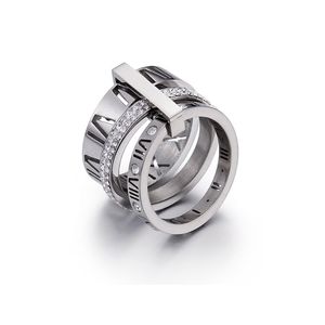 Designer de luxe pour femme bague de fiançailles en zircone titane acier amour anneaux de mariage Sier or rose bijoux de mode cadeaux femmes