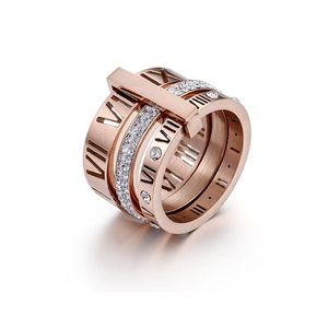 Luxe Designer voor Vrouw Ring Zirkonia Verloving Titanium Staal Liefde Trouwringen Zilver Rose Goud Mode-sieraden Geschenken Wom339q