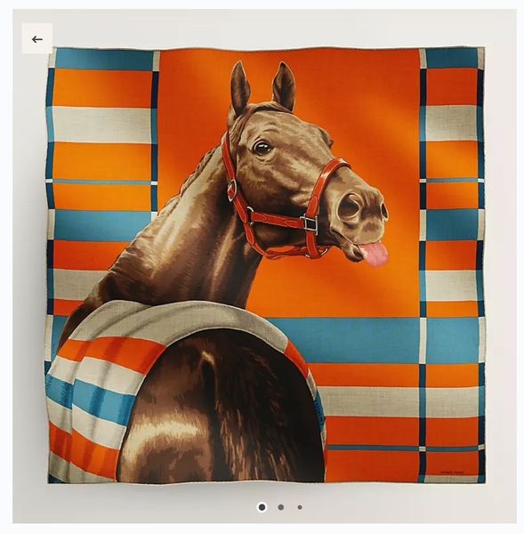 Designer luxueux H Scarf H Châle 100% Twill Silk Scarf roulé à la main Printemps de luxe et été grand châle en cachemire tête de cheval H Scarf de soie top 90 * 90cm