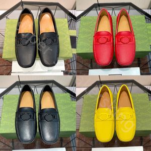 Zapatos de diseñador de lujo Nuevos zapatos de vestir de boda de cuero real mocasines des chaussures hombres Negro Rojo Amarillo Zapatos formales con caja 38-46