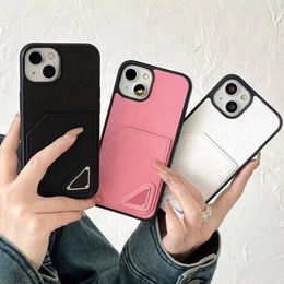 luxe designer driehoek klassiek patroon telefoonhoes voor iphone 14 14pro 13 13pro 12 12pro 11 pro max tpu retro pu lederen hoes bescherming achterkant kaartsleuf pocket cover