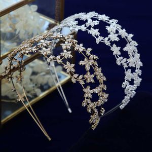 Luxueux fleur cubique zircon mariées diadèmes couronne mariée diadema accessoires de cheveux de mariage X0625
