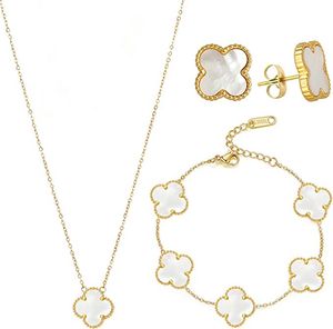 Luxueuse à quatre feuilles de trèfle de bijoux de bijoux de bijoux collier de collier bracelet marques d'oreilles pour femmes idéales pour la fête de la Saint-Valentin de Noël