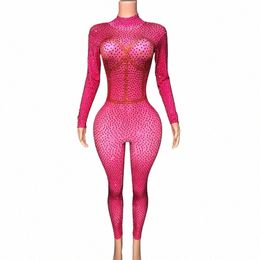 Luxe Full Retestes Jumpsuit LG Sleeve For Women Celebrate Party Birthday Outfit Dancer Singer Show Rompers Stage Wear A32G#