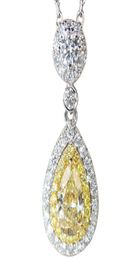 Ensemble de groupe luxueux avec pendentif Imitation Dcolor Moissanite américaine, collier en diamant rose topaze en forme de poire pour femmes 4934798