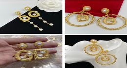 Luxurious cerceau de boucle d'oreille étalons en cristal diamants boucles d'oreilles en blanc pendants de perles blanc 18k