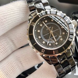 Luxe Hot Brand Mechanisch Horloge voor Vrouwen Mannen Paar Kalender Datum Zwart Wit Zirconia Keramische Horloge Accessoires