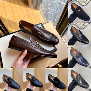 Designer Loafers Luxe Italiaans merk bedrukt patroon Herenschoen Handgemaakte effen kleur gestikt suède ronde kop haak Mode zakelijke schoenen