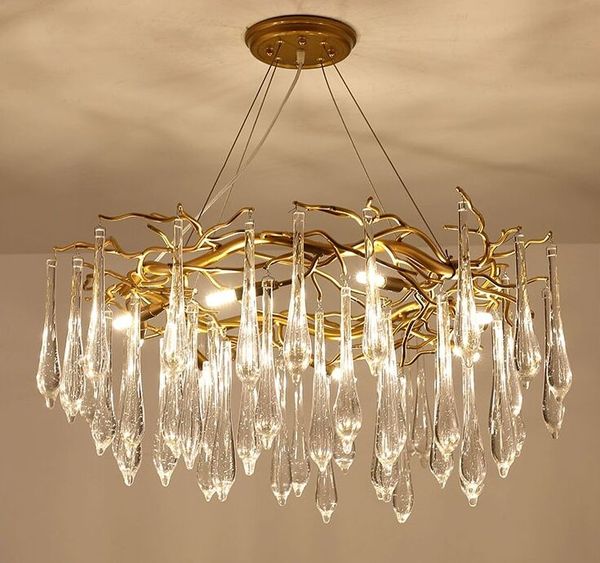 Lustre LED luxueux nordique 6/8/12 tête K9 lustre de plafond en cristal lumière pour salle à manger Villa salon chambre décor