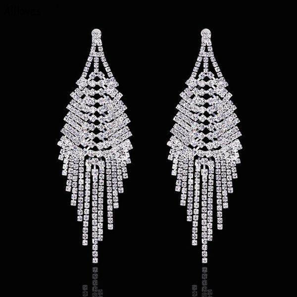 Luxueux longues boucles d'oreilles à pampilles bijoux de mariée cristaux scintillants femmes boucles d'oreilles pour mariage événements formels bal dames accessoires cadeaux d'anniversaire CL1690