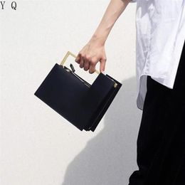 Luxueux poignée en métal petit sac carré pour dames de haute qualité en cuir Pu sac à bandoulière mode féminine sacs à main multi-intervalles282T