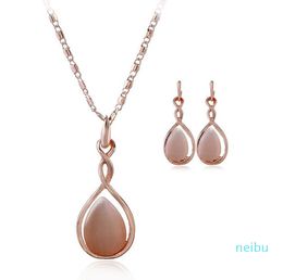 Luxueux collier boucles d'oreilles ensemble bijoux en forme de goutte d'eau joli mariage dîner accessoires femmes beau cadeau