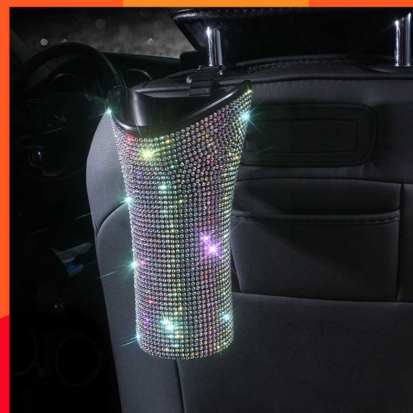 Nuevo y lujoso soporte de paraguas de cristal para coche, soporte de paraguas Abs impermeable, dispositivos para coche, accesorios ostentosos de diamante para coche para mujer