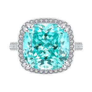 Luxuent anneau de bijoux de mode bleu océan bleu en argent sterling - pièce élégante exquise pour les femmes