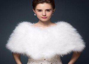 Lujoso mantón nupcial de plumas de avestruz, abrigos de piel para matrimonio, abrigo de hombros para novia, boda de invierno, fiesta de graduación, Boleros, chaqueta, capa, marfil Ch2984547