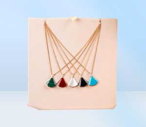 Collier pendentif en forme d'éventail de qualité luxueuse en pierre naturelle de cinq couleurs différentes pour les femmes cadeau de bijoux de mariage PS809984175999730973