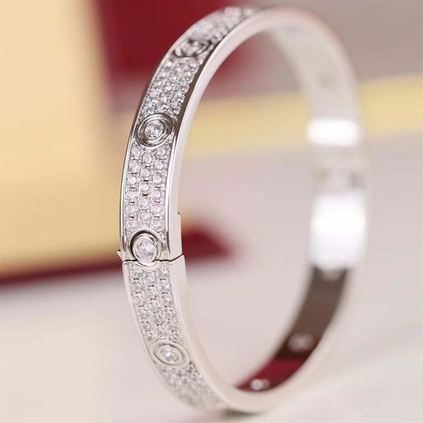 Bracelet de bande punk de qualité luxueuse avec tout le diamant pour les femmes et le cadeau d'anniversaire de la mère en cadeau de bijoux de mariage de taille 16 # 17 # 296J