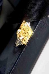 Luxe kwaliteit S925 puur zilveren ring en platina gevuld met gele diamant voor dames bruiloft sieraden PS55505518367