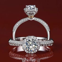 Anillos de moissanita auténticos de lujo para mujer, anillo chapado en oro rosa de plata 925 de 18k, joyería fina de Color blanco D de 1 quilate (65mm)