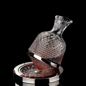 Luxueux séparateur de vin rotatif Red Whisky Tumbler Gyro Gyro Glass Bottle 1500ml Rotary Decanter with Tray Kitchen Bar Tools 240409