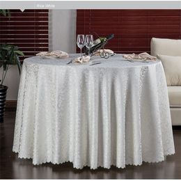 Lujosa cubierta redonda de mesa redonda de jacquard damask sable hotel boda mantel de tela lavable mesa de tela lavable mesa 10pcs 237o