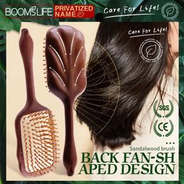 Luxueux Brosse à cheveux en bois de santal femmes personnalisé dents larges Paddle Brosse à cheveux peigne en bois pour Massage des Cheveux Brosse du cuir chevelu Brosse Cheveux 240226